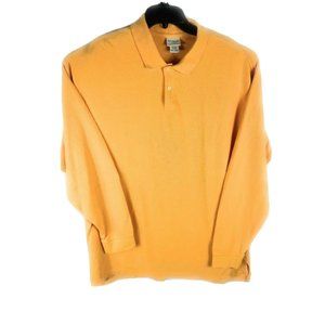 LL Bean Men's Polo XL-Tall Orange Long Sleeve Button Cotton Casual Shirt A66